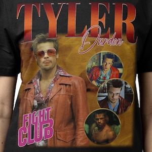 TYLER DURDEN SHIRT, Tyler Durden Vintage T-Shirt, Brad Pitt Retro 90s Bootleg Homage Merch, The Narrator Fight Club 80s Rap Tees Fans Gifts