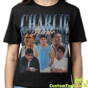 CHEMISE CHARLIE HARPER, T-shirt vintage Charlie Harper, Charlie Sheen acteur américain rétro des années 90 Bootleg Homage Merch, sitcom deux et demi hommes