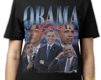 BARACK OBAMA SHIRT, Barack Obama Vintage T-Shirt, Barack Hussein Obama Retro 90s Bootleg Homage Merch, Funny Barack Obama Rap Tees Fans Gift
