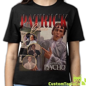 CAMISETA DE PATRICK BATEMAN, camiseta homenaje a Patrick Bateman, Christian Bale, actor inglés, merchandising retro de los 90, regalo para fans de American Psycho