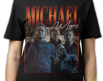 MICHAEL MYERS-SKJORTA, Michael Myers Vintage-T-shirt, The Shape Halloween Retro 90-tals Bootleg-hyllning Merch, Slasher-hyllning 80-tals rap-T-shirt Fanpresent