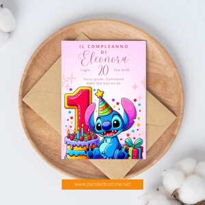 STITCH, 1 ANNO - Invito di compleanno per festa a tema, digitale e stampabile! Invito personalizzabile.