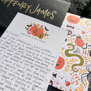 Carta personalizada de Halloween, carta de cesta de Boo, carta de otoño escrita a mano