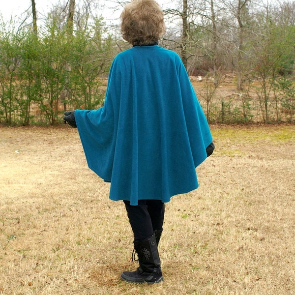 Teal Blue Anti Pill Fleece Poncho, Wrap, Cape or Shawl--One Size Fits Most--Ready to Ship