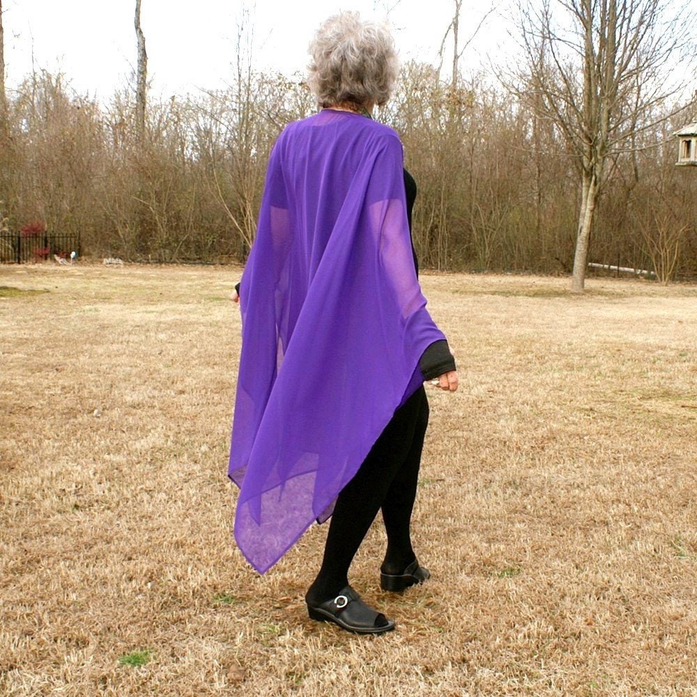 Purple Chiffon Shawl Wrap Coverup Wedding Shawl Cape Etsy