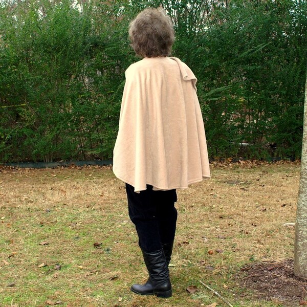 Petite Camel Wrap, Shawl, Cape, Shrug, Ruana, Poncho-Blanket Scarf Anti Pill Fleece-Lightweight Warmth-Handmade-One Size Fits Many