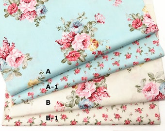 Blue /& Coral Flowers on White by Fabric Creations Quilting Fabric 100/% cotton 12 YD CUTS great for crafting etc