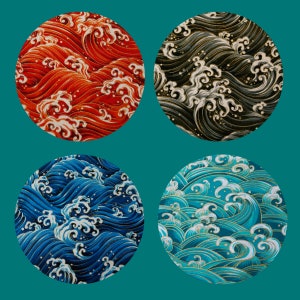 5213 - Japanese Kimono Flowing Wave Bronzing Cotton Fabric - 55 Inch (Width) x 1/2 Yard (Length)