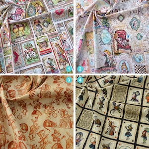 6007 - vintage chique katoenen stof koningin Alice en Halloween Wonderland - 43 inch (breedte) x 1/2 meter (lengte)