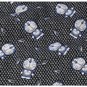 5055 - Japanese Doraemon Cat Poplin Cotton Fabric - 55 Inch (Width) x 1/2 Yard (Length)