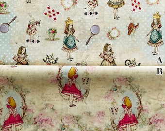 5563 - Alice In Wonderland Cotton Fabric - 43 Inch (Width) x 1/2 Yard (Length)
