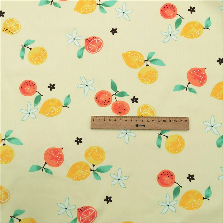 5487 Lemon Tangerine Fruit Floral Cotton Fabric 62 Inch | Etsy