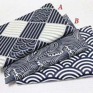 4340 - Japanese Traditional Wave Pattern Cotton Fabric - 62 Inch (Width) x 1/2 Yard (Length)