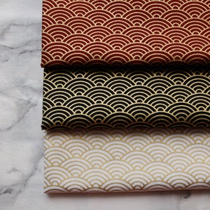 4905 - Japanese Kimono Seigaiha Abstract Wave Bronzing Cotton Fabric - 55 Inch (Width) x 1/2 Yard (Length)