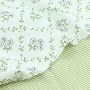 5763 - Chic Flower Floral & Stripe Cotton Fabric DIY Bedding Bed Sheet Duvet Cover - 92 Inch (Width) x 1/2 Yard (Length)