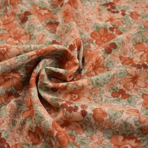 6047 - Chic Berry Fruit Flower Floral Corduroy Fabric - 59 Inch (Width) x 1/2 Yard (Length)
