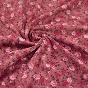 5801 - Chic Rose Flower Floral Corduroy Fabric - 59 Inch (Width) x 1/2 Yard (Length)