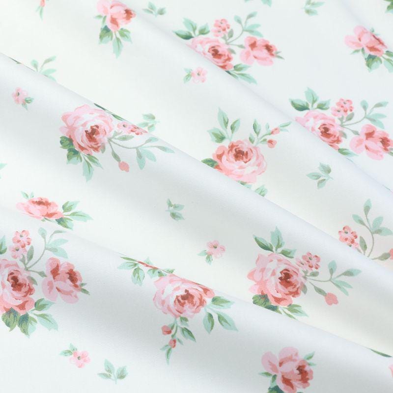 6155 - Cottage Chic Rose Flower Floral & Gingham Cotton Fabric DIY ...