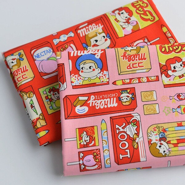 6014 - Milky Peko Poko Peko-Chan Cotton Fabric - 57 Inch (Width) x 1/2 Yard (Length)