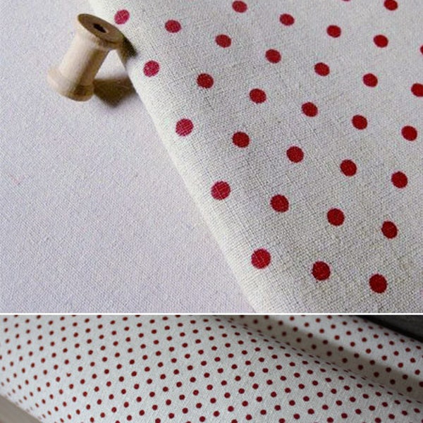 2509 - Japanese Polka Dot Cotton Linen Blend Fabric - 55 Inch (Width) x 1/2 Yard (Length)