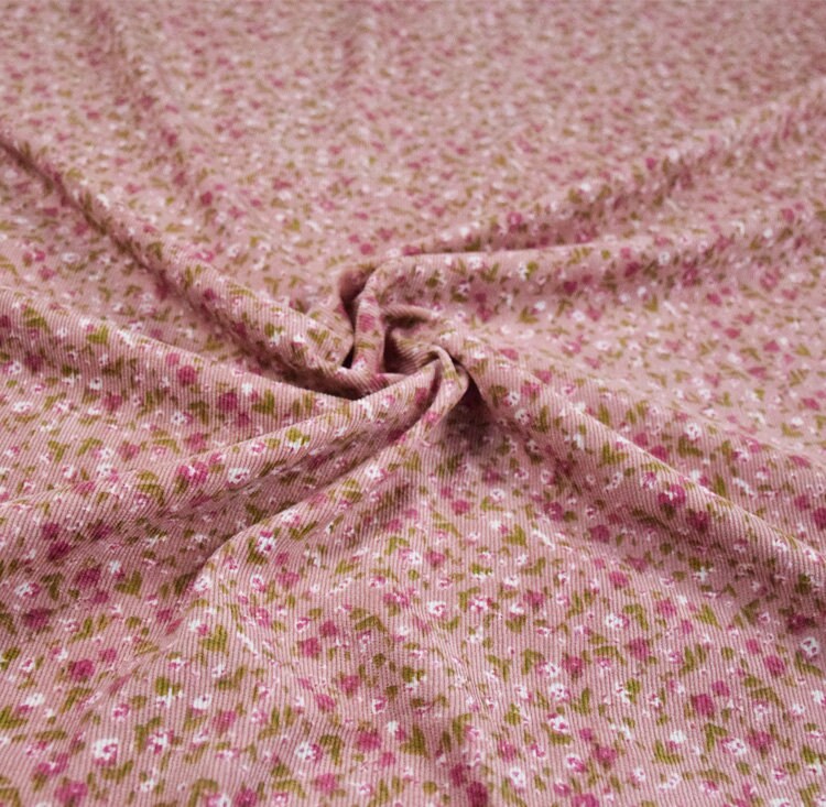 5252 Small Pink Flower Corduroy Fabric 59 Inch width X Etsy