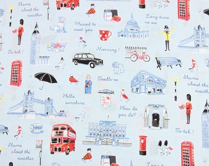 4394 Cath Kidston London Icons light Blue Cotton Fabric Etsy