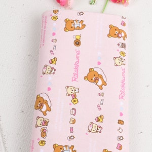 5690 - Rilakkuma Bär Baumwoll Ente Canvas Stoff - 100 cm Breite x 0,5 cm Länge