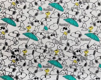 5272 - Snoopy on Beach Cotton Duck Thin Canvas Fabric - 57 Inch (Width) x 1/2 Yard (Length)