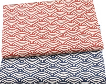 4872 - Japanese Traditional Wave Pattern Cotton Fabric - 62 Inch (Width) x 1/2 Yard (Length)