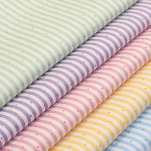 5620 - 3mm Colorful Stripe & Mini Dot Cotton Fabric - 62 Inch (Width) x 1/2 Yard (Length)