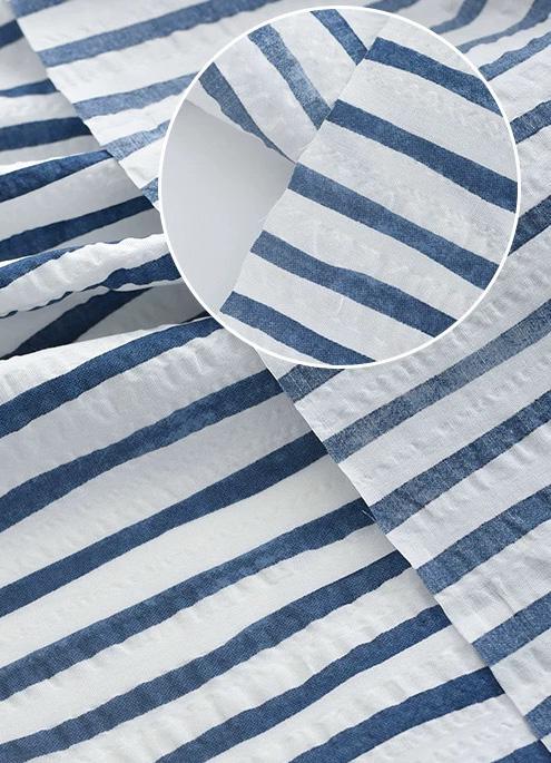 6096 - Japanese Blue Stripe Seersucker Cotton Fabric - 48 Inch
