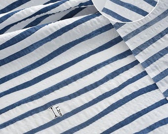 6096 - Japanese Blue Stripe Seersucker Cotton Fabric - 48 Inch