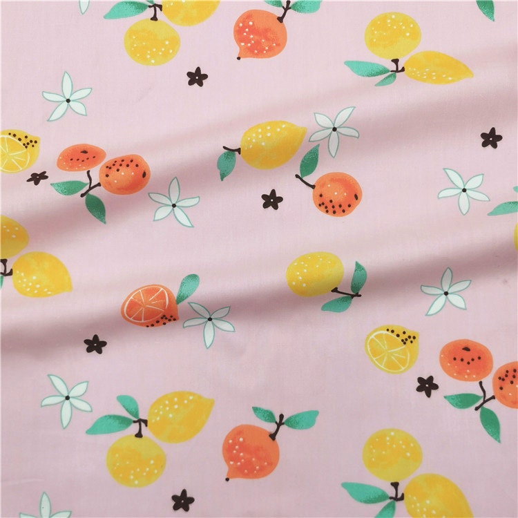 5487 Lemon Tangerine Fruit Floral Cotton Fabric 62 Inch | Etsy