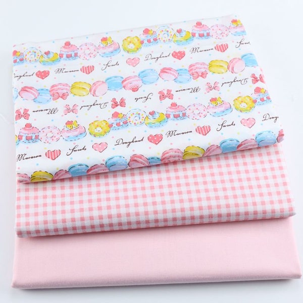 5068 - Tissu en coton Macaron Donut Sweets - 62 pouces (largeur) x 1/2 yard (longueur)