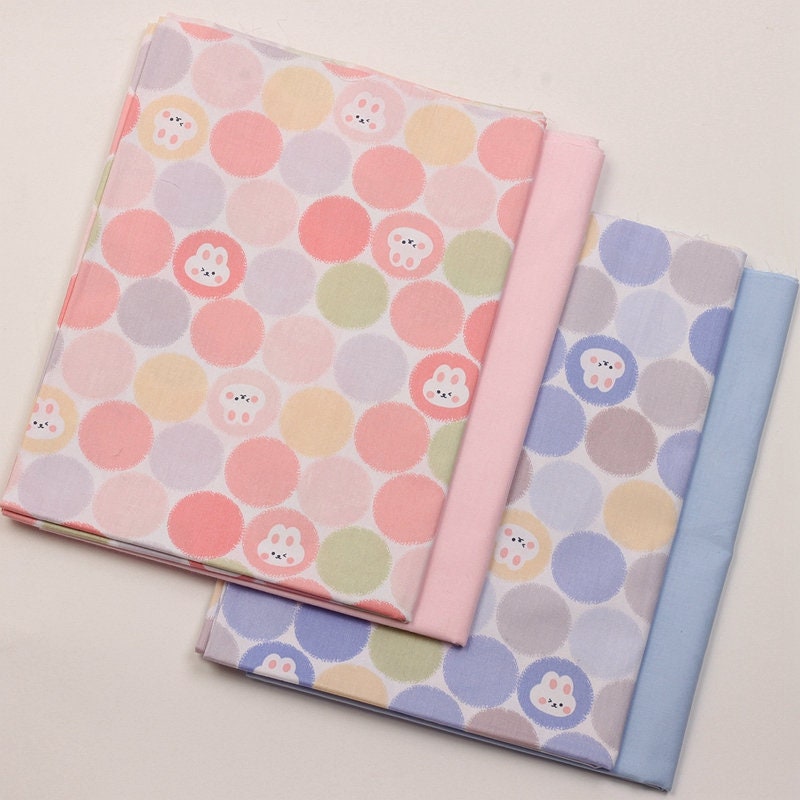 6136 - Kawaii Bunny Rabbit Spot Dot Cotton Fabric - 62 Inch