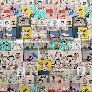 6344 - Snoopy Peanuts Friends Comic Strip Cotton Fabric - 43 Inch (Width) x 1/2 Yard (Length)