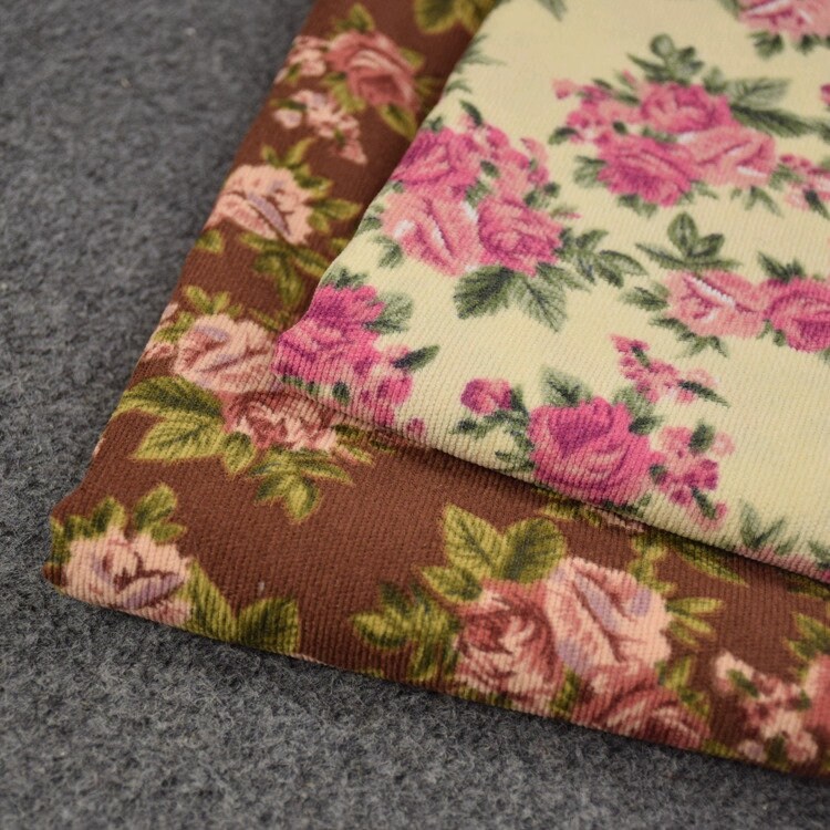 【AAKE】FLOWER CORDUROY PT 5999 - Chic Rose Flower Floral Corduroy Fabric - 59 Inch