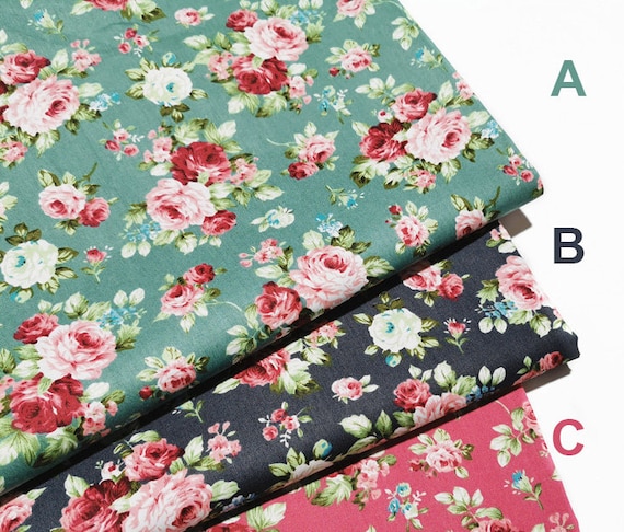 4820 - Cottage Chic Rose Flower Floral Cotton Fabric - 62 Inch