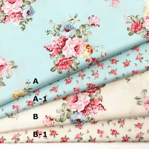 5131 - Cottage Chic Peony Rose Flower Floral Cotton Fabric - 62 Inch (Width) x 1/2 Yard (Length)