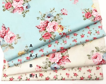 5131 - Cottage Chic Peony Rose Flower Floral Cotton Fabric - 62 Inch (Width) x 1/2 Yard (Length)