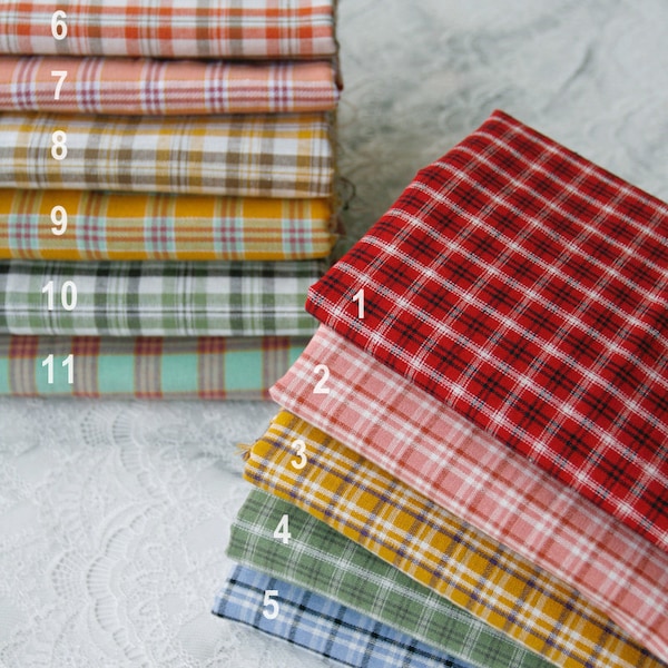 4533 - Tissu de coton teint en fil à carreaux Vichy coloré - 55 pouces (largeur) x 1/2 yard (longueur)