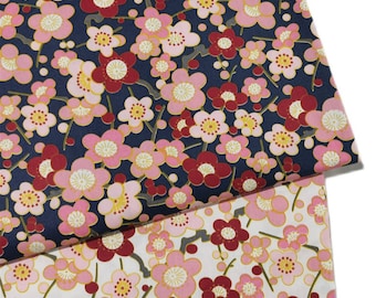 4581 - Plum Blossom Floral Cotton Fabric - 62 Inch (Width) x 1/2 Yard (Length)