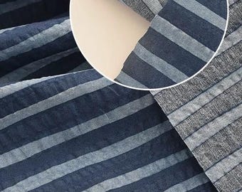 6096 - Japanese Blue Stripe Seersucker Cotton Fabric - 48 Inch