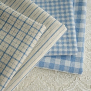 4876 - Tessuto di cotone tinto in filo a quadretti e strisce blu - 55 pollici (larghezza) x 1/2 iarda (lunghezza)