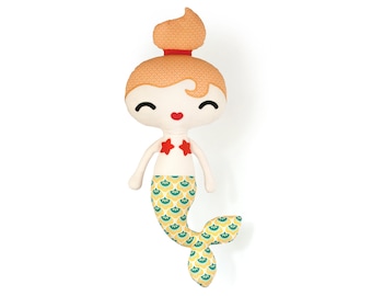 sew a cute toy PDF Miranda Mermaid doll sewing pattern