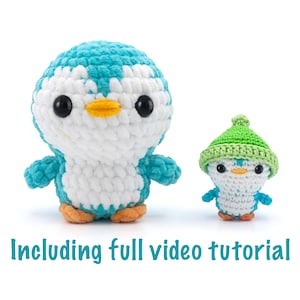 Niedliche Mini Pinguin Amigurumi Häkelanleitung PDF Plushie inklusive ausführlicher Video Anleitung
