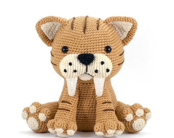 Oscar the Saber-Toothed Tiger Amigurumi crochet toy pattern PDF - crochet a cute stuffed animal