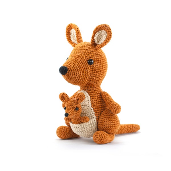 Patrón de ganchillo: mamá y bebé canguro Amigurumi PDF - patrón de juguete descargable en inglés, francés, alemán y holandés