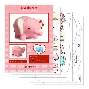 Patrón de costura pdf de peluche Love Elephant imagen 5