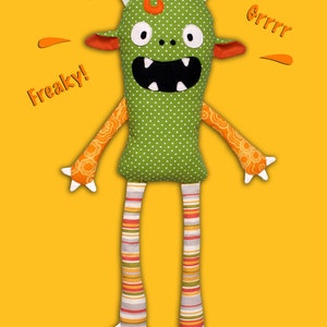 Monster Doll pdf sewing pattern Halloween softie Stuffed toy image 3